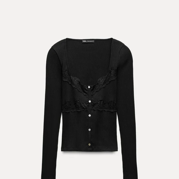 Zara Black Ribbed Top - Picture 5 of 8